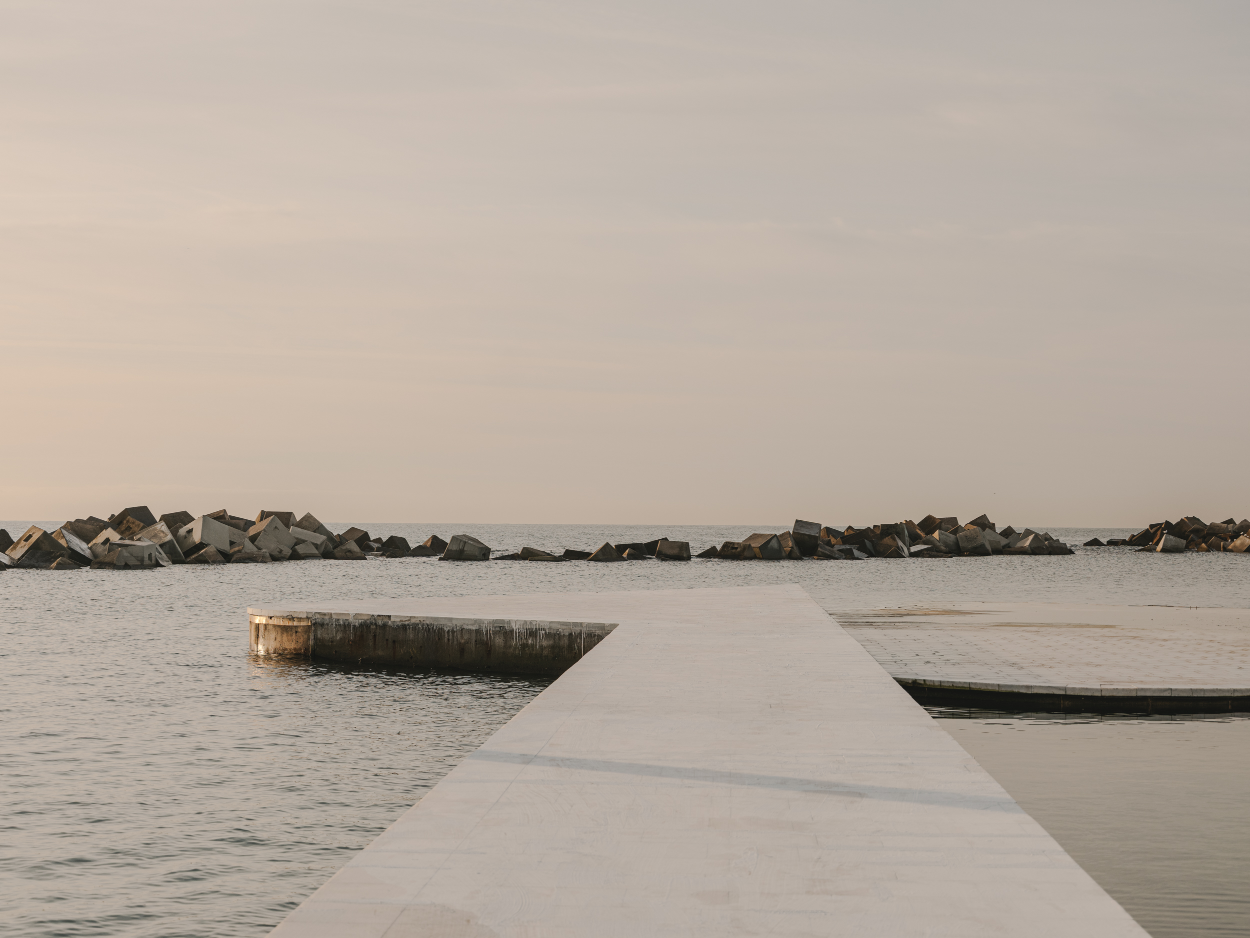 Breakwater in the Fòrum bathing area.