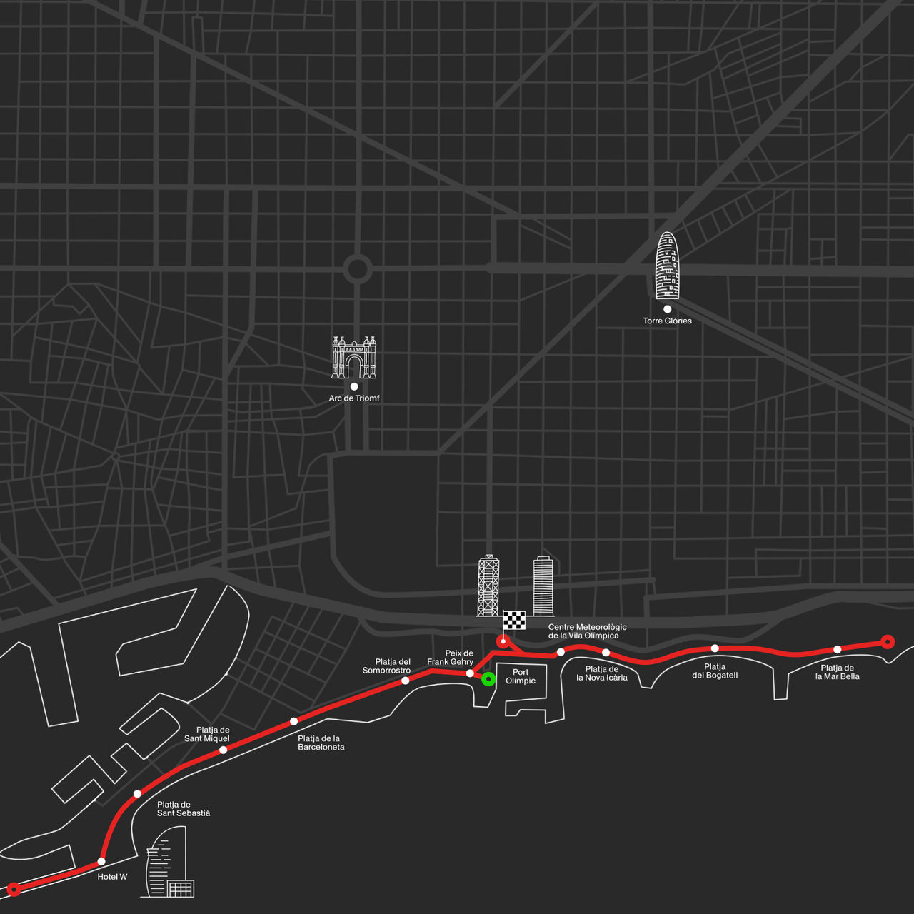 Carte du circuit de course à pied de la Méditerranée